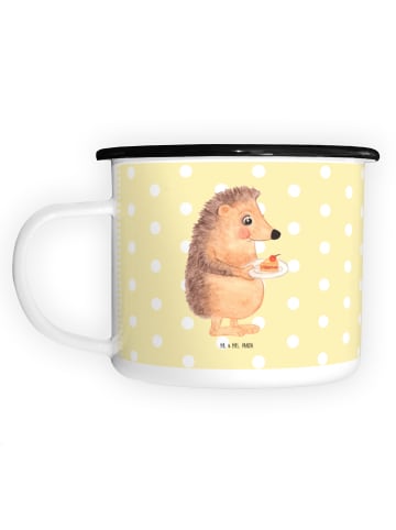 Mr. & Mrs. Panda XL Emaille Tasse Igel Kuchenstück ohne Spruch in Gelb Pastell