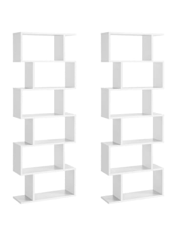 VASAGLE 2er Set: Bücherregal in Weiß - (B)70 x (H)191.6 x (T)24 cm
