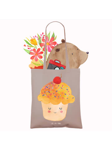 Mr. & Mrs. Panda Jutebeutel Cupcake ohne Spruch in Braun Pastell