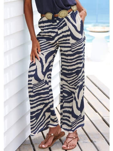 LASCANA Palazzohose in creme-graublau bedruckt