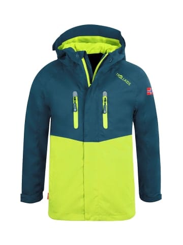 Trollkids Regenjacke "Nusfjord" in Petrolblau/Lime