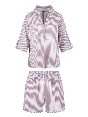 Linga Dore Linga Dore Pyjama set in Soft bordeaux stripe