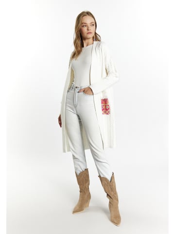 IZIA Damen Cardigan in Weiss Mehrfarbig