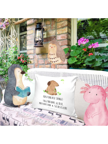 Mr. & Mrs. Panda Kissen Hund Kleeblatt mit Spruch in Weiß