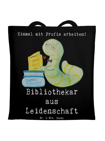 Mr. & Mrs. Panda Shopping Tasche Bibliothekar Leidenschaft mit S... in Schwarz
