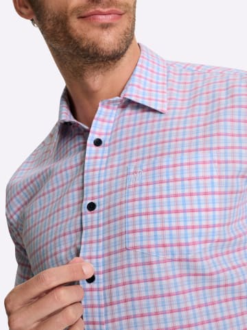 WITT WEIDEN Kurzarm-Hemd in himmelblau-fuchsia-kariert