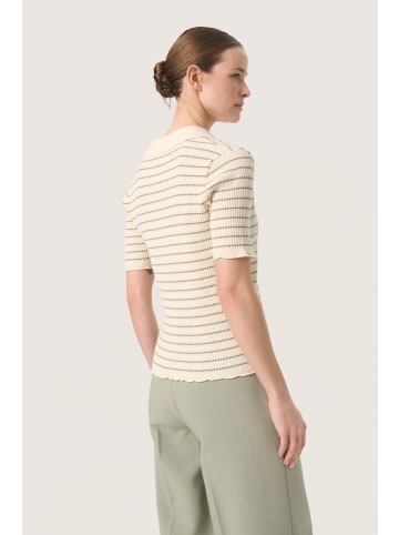 Soaked in Luxury Strickpullover SLLidya Gerade Passform in White w Shadow Stripe