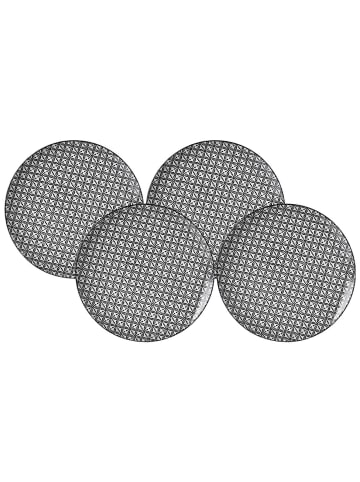 Ritzenhoff & Breker 4er Set Speiseteller Takeo Leaves ø 26,5 cm schwarz-weiß in schwarz-weiß