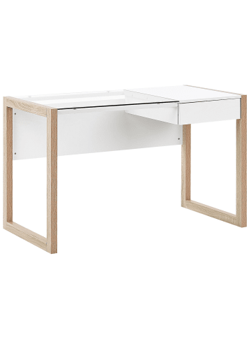 Beliani Schreibtisch JENKS in Weiß/Braun - (W) 120 x (H) 75 x (L) 60 cm