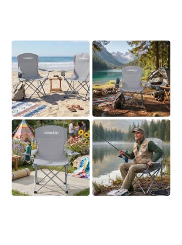 relaxdays 2 x Camping Stuhl in Grau