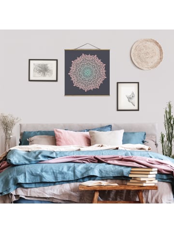 WALLART Stoffbild - Mandala Ornament in Rose und Blau in Blau