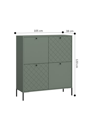 Feldmann-Wohnen Highboard Vitoria grün / schwarz 105 / 38 / 120cm