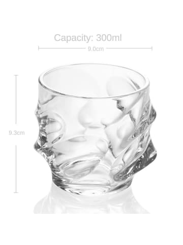 Intirilife Whiskey Kristallglas in 2x in Kristall Klar "SCULPTURED"