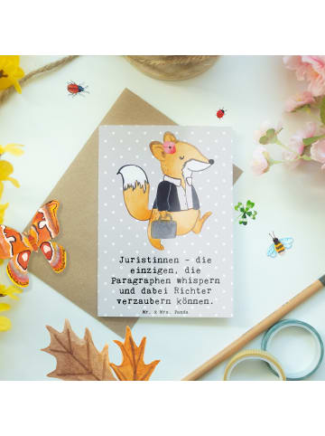 Mr. & Mrs. Panda valentinstagskarte Juristin Zauber mit Spruch in Grau Pastell