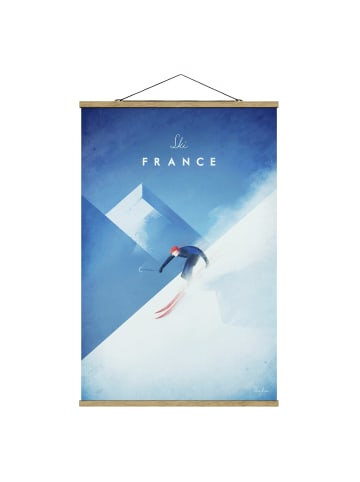 WALLART Stoffbild - Reiseposter - Ski in Frankreich in Blau