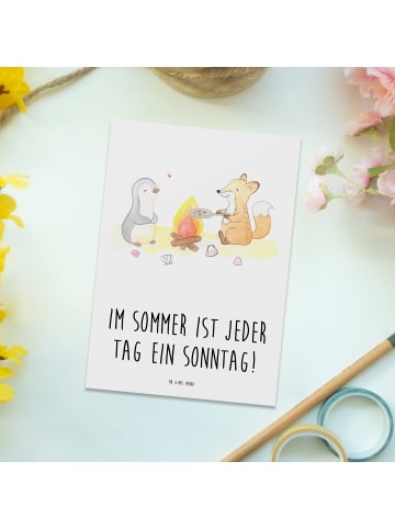 Mr. & Mrs. Panda Postkarte Sommer Sonntag mit Spruch in Weiß