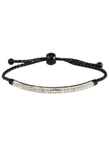 Adeliás Damen Armband aus Edelstahl mit Perle 23 cm in schwarz