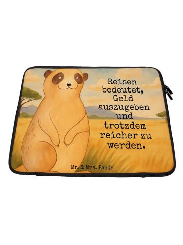 Mr. & Mrs. Panda Laptop Tasche Erdmännchen Design mit Spruch in Weiß