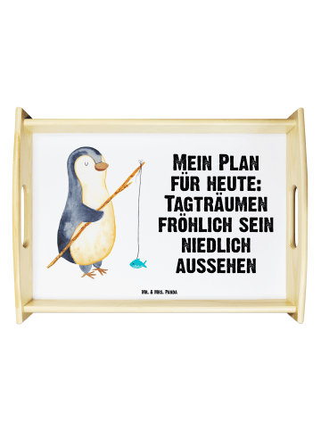 Mr. & Mrs. Panda Sofatablett Pinguin Angler mit Spruch in Weiß