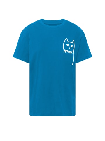 Mavi Jeans T-Shirt mit Katzen Aufdruck Basic  Oberteil M1610225 in Blau