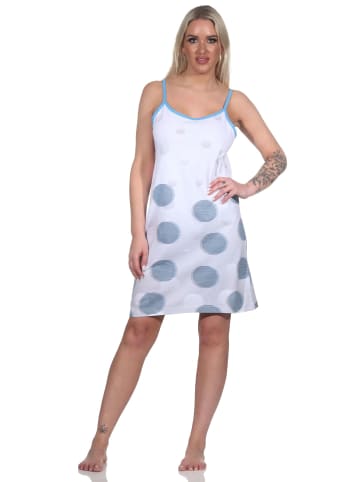 NORMANN Ärmelloses Spaghetti Nachthemd TupfenPunkte - 79528 in blau