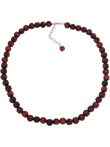 Gallay Kette Kunststoffperlen rot-schwarz-marmoriert 50cm in rot - schwarz