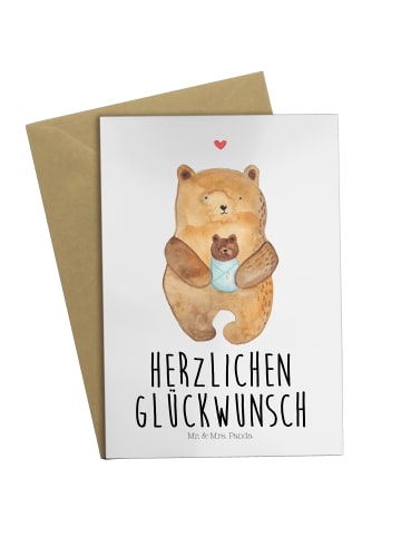 Mr. & Mrs. Panda Klappkarte Bär Baby mit Spruch in Weiß