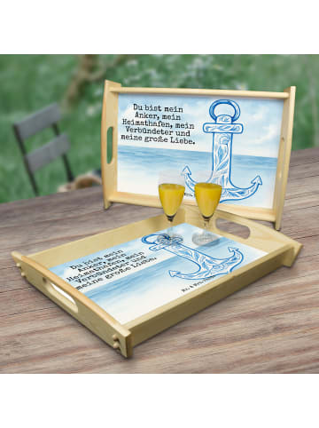 Mr. & Mrs. Panda Tablett Anker Blau Design mit Spruch in Weiß