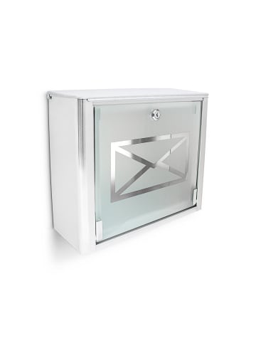 relaxdays Briefkasten in Silber/Grau - (B)35,5 x (H)30,5 x (T)14 cm