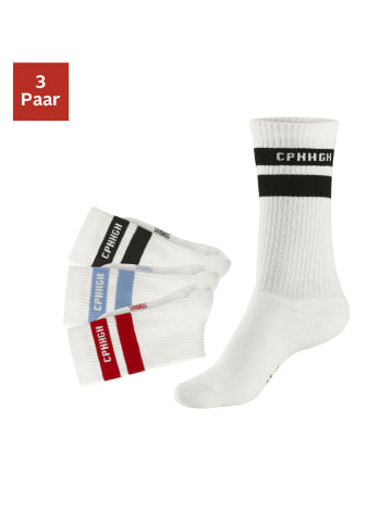 Copenhagen Studios Tennissocken in 3x off white mit farbigen Streifen
