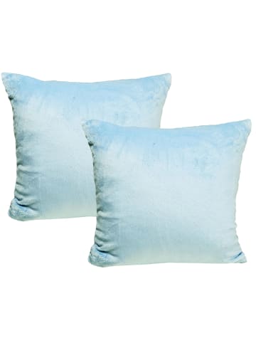JACK 2er Set Teddy Flausch Kissenhülle Kissenbezug in Hellblau