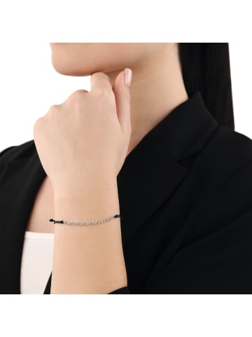 Amor Charmarmband Silber 925, rhodiniert, Textil in Schwarz