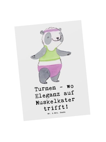 Mr. & Mrs. Panda Postkarte Turnen Eleganz mit Spruch in Weiß