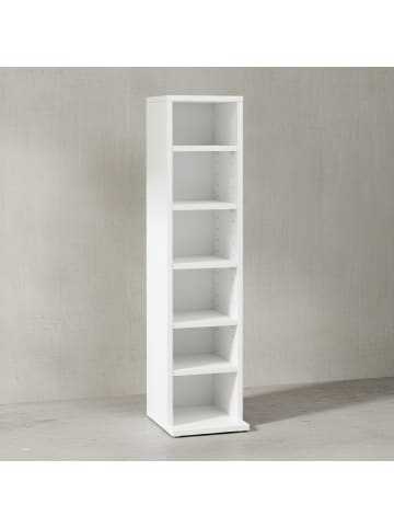 KADIMA DESIGN CD-Regal | Weiß, 21x90x20cm, 6 Fächer