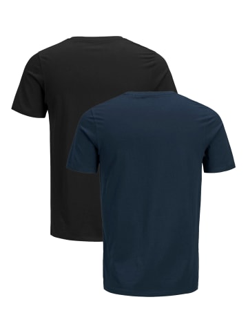 Jack & Jones JJECORP LOGO Print Kurzarm 2-er Stück Pack T-Shirt in Schwarz-Blau