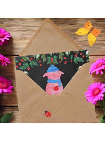 Mr. & Mrs. Panda Klappkarte Schwein Glühwein mit Spruch in Kreidetafel