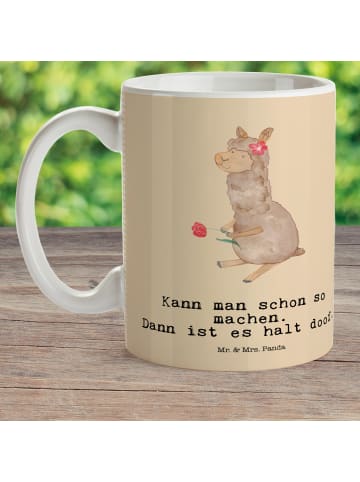 Mr. & Mrs. Panda Camping Tasse Alpaka Blume mit Spruch in Kaktus Grün