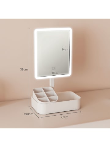 HOMCOM LED Schminkspiegel in Weiß 22L x 13,8B x 38H cm