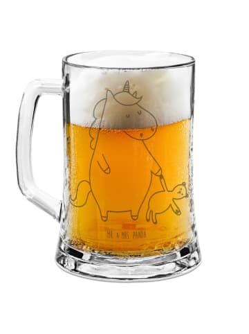 Mr. & Mrs. Panda Gravur Bierkrug Einhorn Teddy ohne Spruch in Transparent
