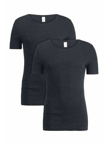 Hessnatur T-Shirt Fitted 2er Pack in schwarz