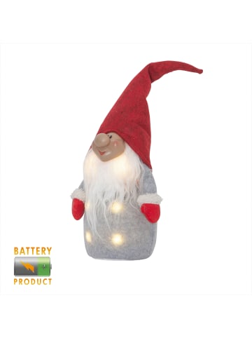 STAR Trading Weihnachtswichtel Joylight, LED Zwerg, rot, 40cm in Silber