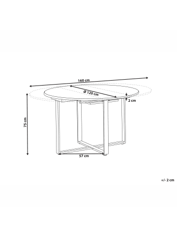 Beliani Esszimmertisch ALEXANDRINA in Braun/Schwarz - (W) 120 x (H) 75 x (L) 120 cm
