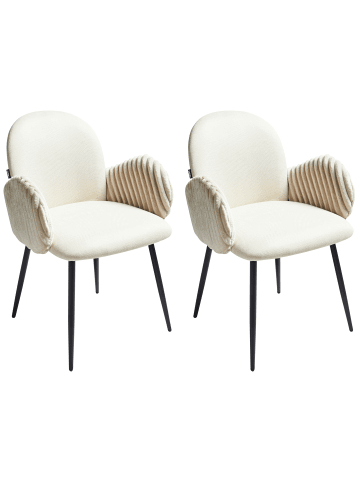 Beliani 2er-Set Esszimmerstuhl AMITY in Beige/Schwarz