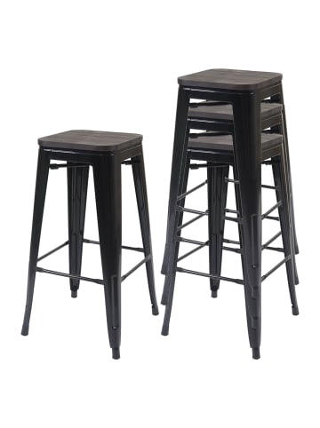 MCW 4er-Set Barhocker A73im Industriedesign, Schwarz