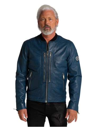 Carlo Colucci Lederjacke Coccodrillo in Navy