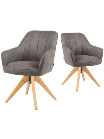 DUBI Möbel 2er-Set: Drehstuhl Mika-Noah in Taupe - (B)60 x (H)87 x  (T)65 cm