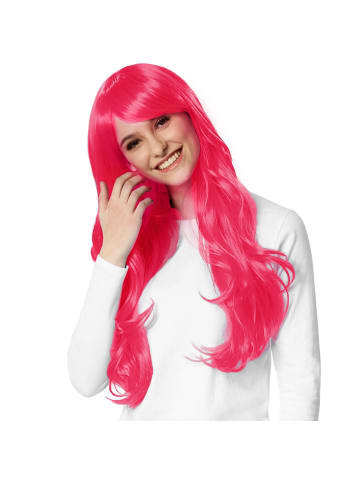 tectake Langhaarperücke mit schön fallenden Locken, pink