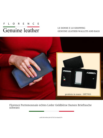 Florence Leder Portemonnaie Florence Geldbörse schwarz ca. 12cm