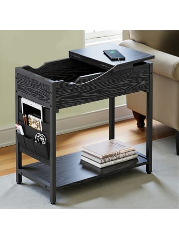 VASAGLE Beistelltisch Barnet in Schwarz mit Holzmaserung - (B)60 x (H)60 x (T)31.5 cm