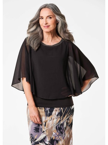 GOLDNER Edle Chiffonbluse, U-Boot-Ausschnitt in schwarz